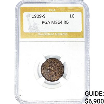 1909-S Indian Head Cent PGA MS64 RB