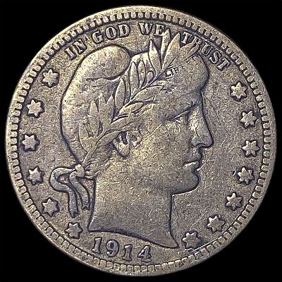 1914-D Silver Barber Quarter ABOUT UNCIRCULATED