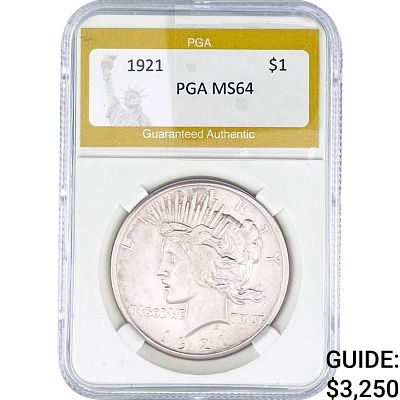 1921 Silver Peace Dollar PGA MS64