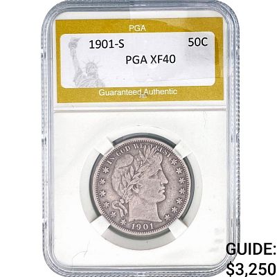 1901-S Barber Half Dollar PGA XF40