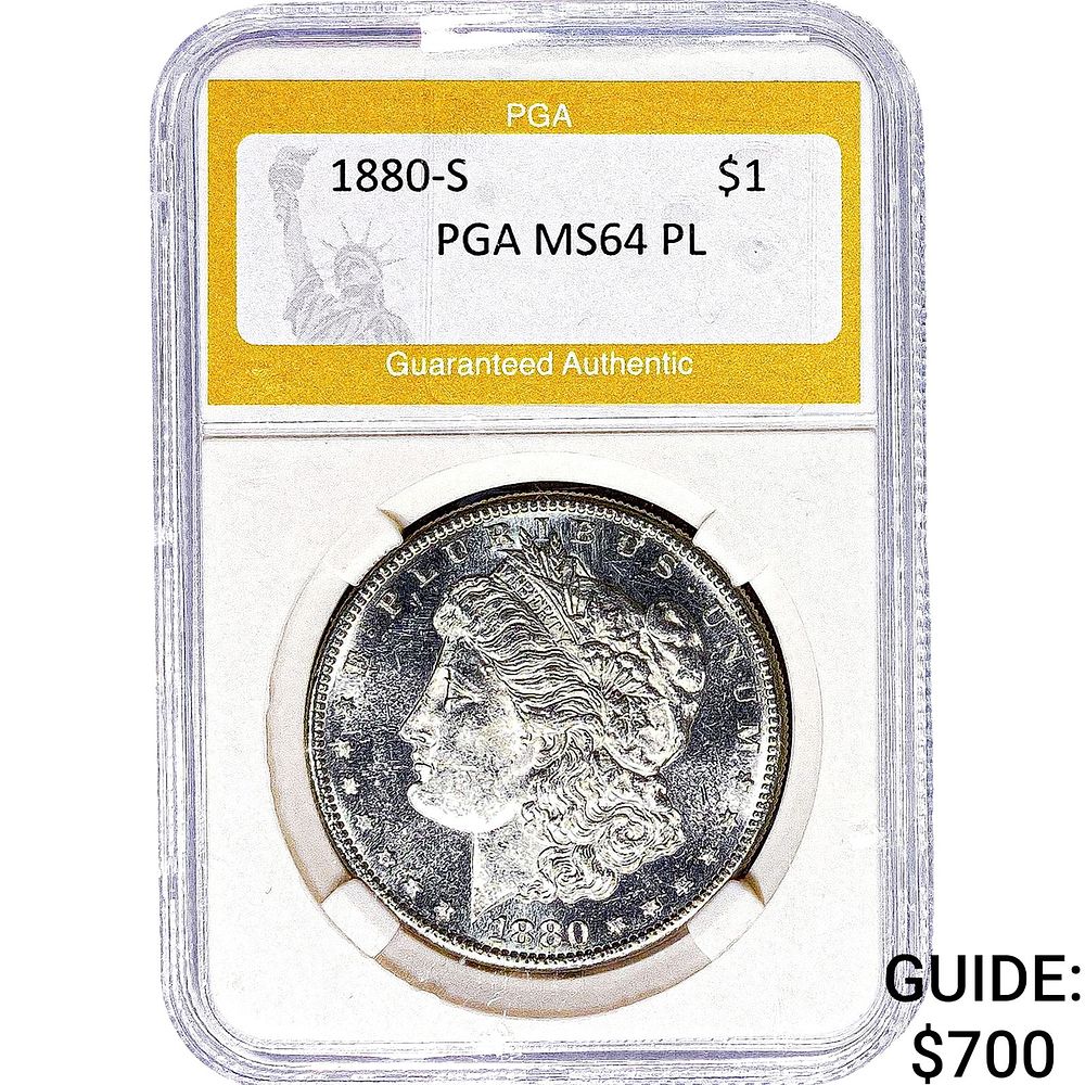 1880-S Morgan Silver Dollar PGA MS64 PL