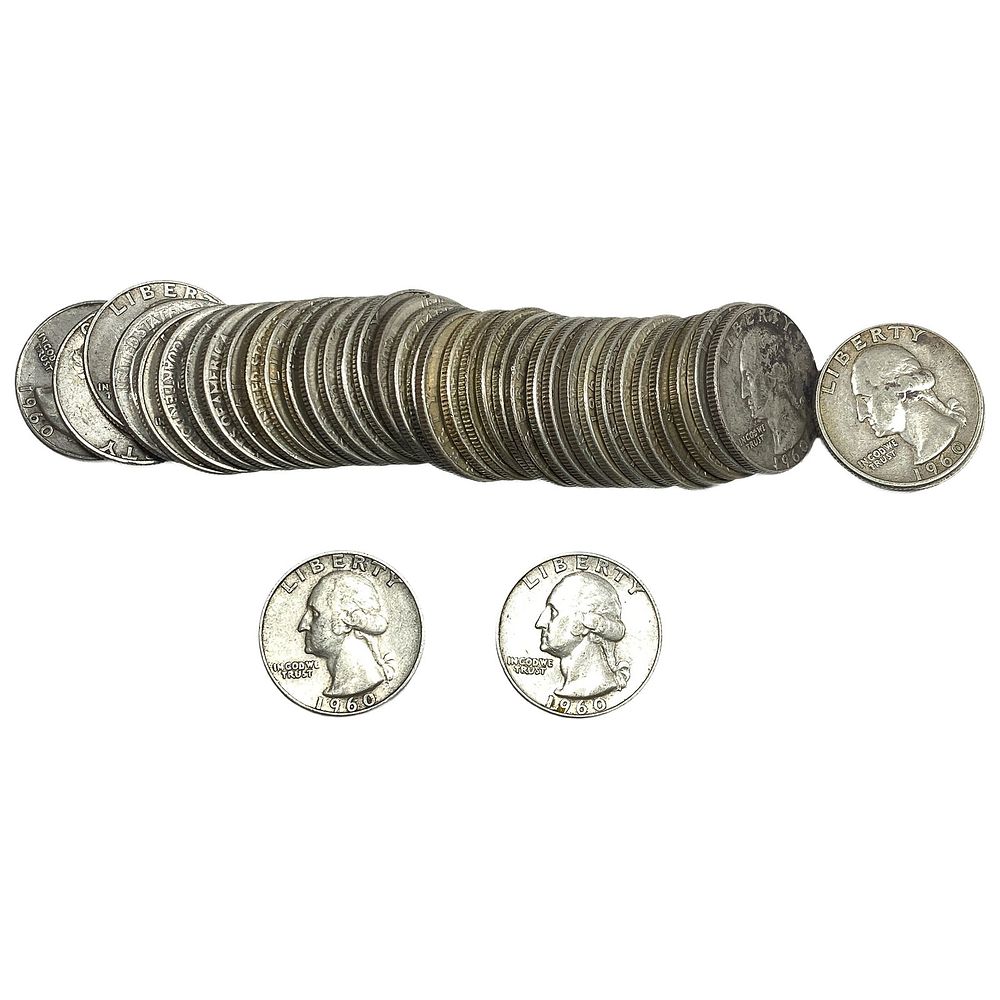 Roll of 40 Silver Washington 25C