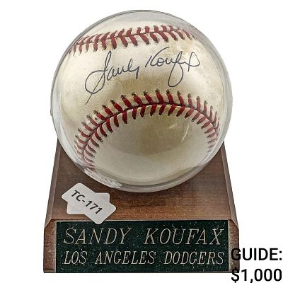 Sandy Koufax Signed Baseball Dodgers w/ Certificate
