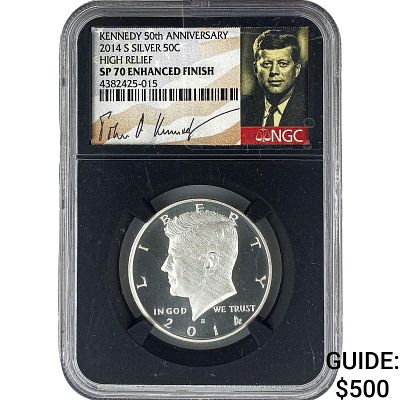 2014-S Kennedy Half Dollar NGC SP70 High Relief