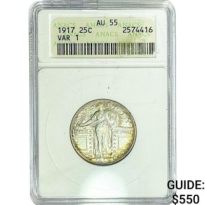 1917 Standing Liberty Quarter ANACS AU55