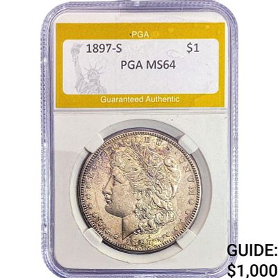 1897-S Morgan Silver Dollar PGA MS64