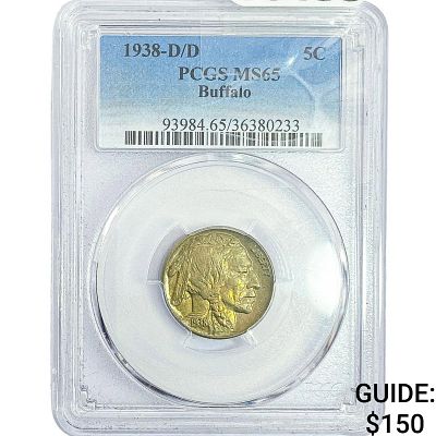 1938-D/D Buffalo Nickel PCGS MS65