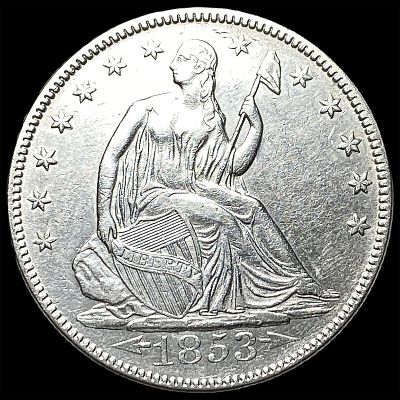 1853 Arrows/Rays Seated Liberty Half Dollar CLOSELY UNCIRCULATED