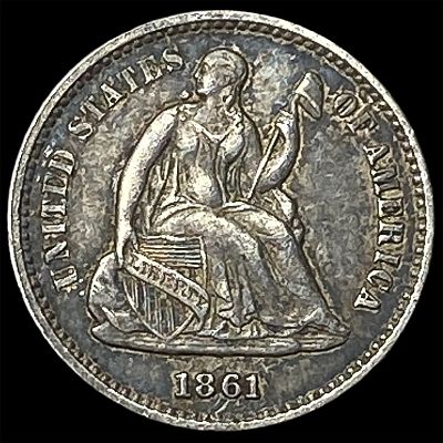 1861 Silver Seated Liberty Half Dime CLOSELY UNCIRCULATED
