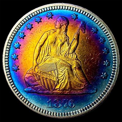 1876 Silver Seated Liberty Quarter CLOSELY UNCIRCULATED