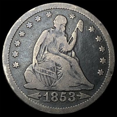 1853 Arrows/Rays Seated Liberty Quarter LIGHTLY CIRCULATED