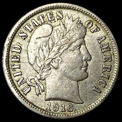 1916 Silver Barber Dime CLOSELY UNCIRCULATED
