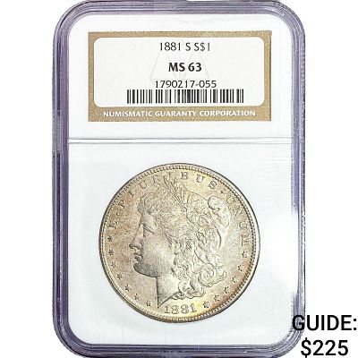 1881-S Morgan Silver Dollar NGC MS63