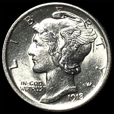 1918 Silver Mercury Dime CHOICE BU