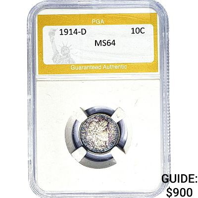 1914-D Barber Dime PGA MS64