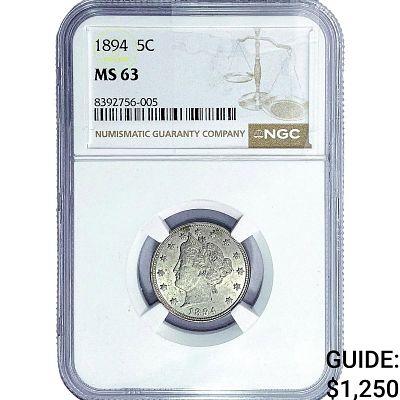 1894 Liberty Victory Nickel NGC MS63