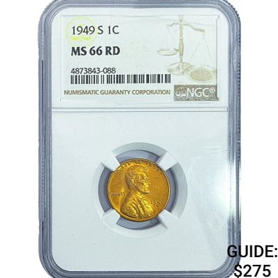 1949-S Wheat Cent NGC MS66 RD