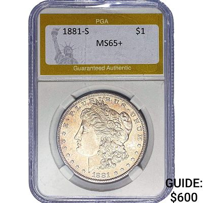1881-S Morgan Silver Dollar PGA MS65+