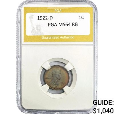 1922-D Wheat Cent PGA MS64 RB