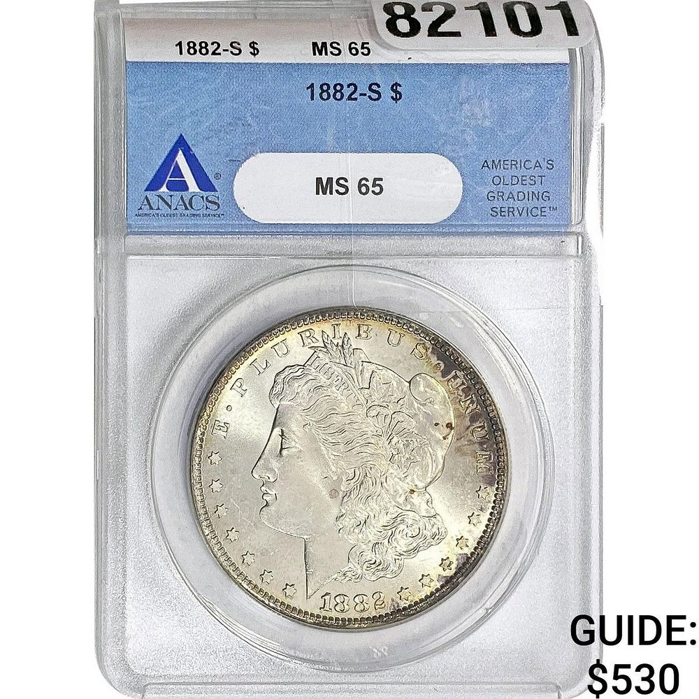1882-S Morgan Silver Dollar ANACS MS65