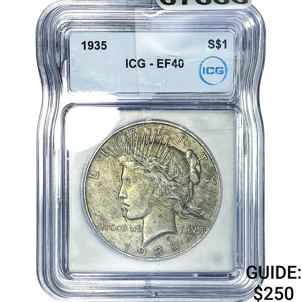 1935 Silver Peace Dollar ICG EF40