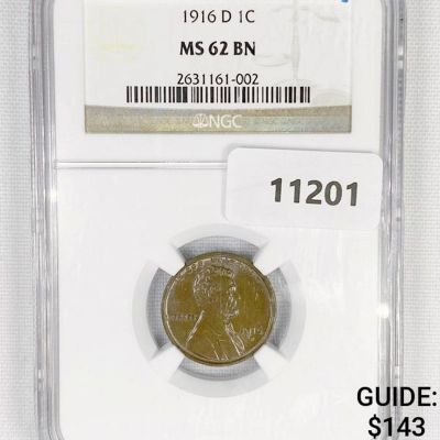1916-D Wheat Cent NGC-MS62 BN