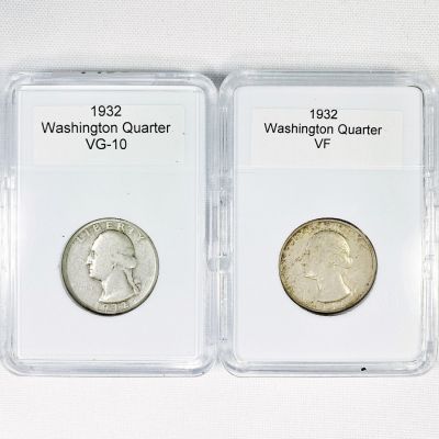 1932 Set (2) Washington Silver Quarter