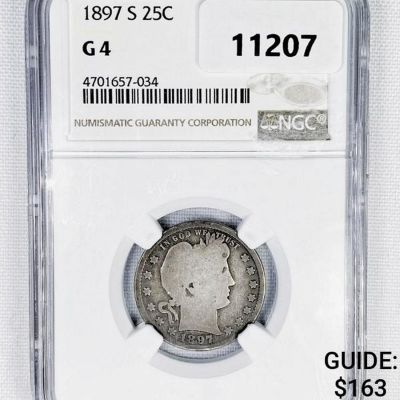 1897-S Barber Quarter NGC-G4