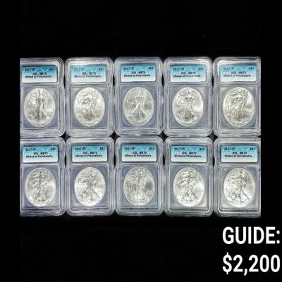 (10) 2017-P RARE American Silver Eagle ICG-MS70