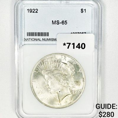 1922 Silver Peace Dollar NNC-MS65