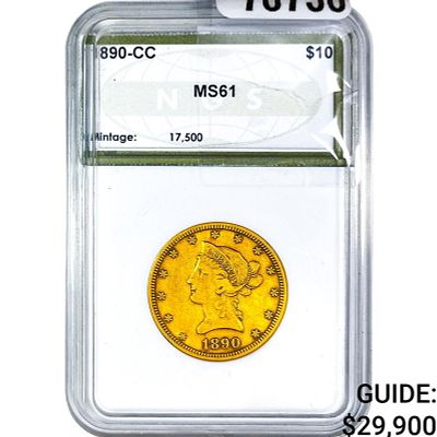 1890-CC $10 Gold Eagle NGS MS61