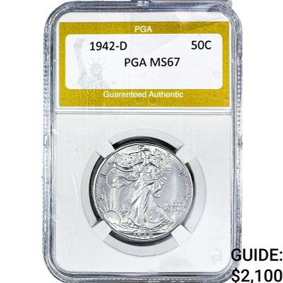 1942-D Walking Liberty Half Dollar PGA MS67