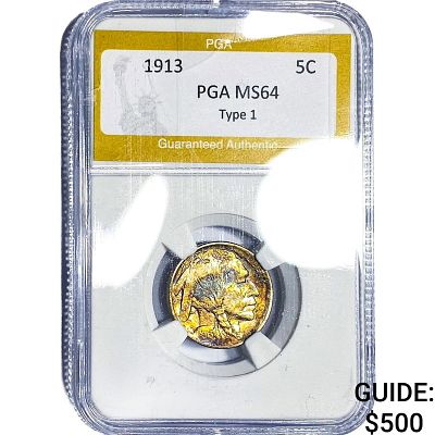 1913 Buffalo Nickel PGA MS64 Type 1