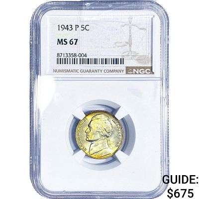 1943-P Jefferson Nickel NGC MS67