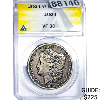 1892 Morgan Silver Dollar ANACS VF30