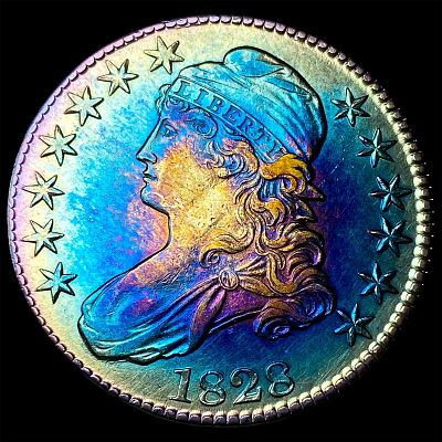 1828 Toned Capped Bust Half Dollar CHOICE AU