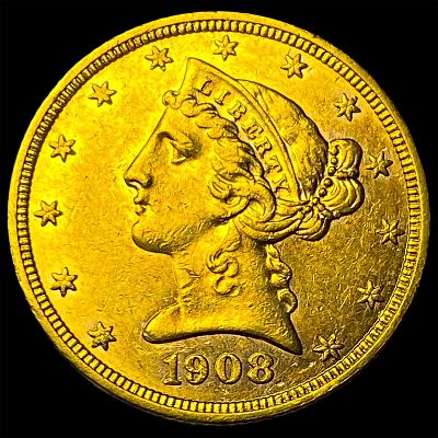 1908 Liberty Head Half Eagle $5 Gold CHOICE AU