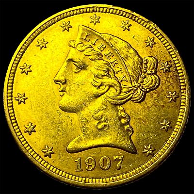 1907-D Gold $5 Liberty Head Half Eagle CHOICE AU