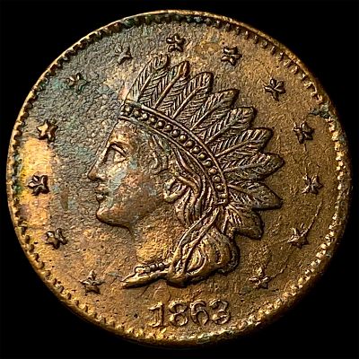 1863 Civil War Token - Indian Head CLOSELY UNCIRCULATED