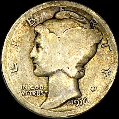 1916-D Silver Mercury Dime NICELY CIRCULATED