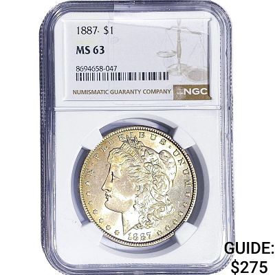 1887 Morgan Silver Dollar NGC MS63