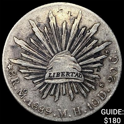 1889 Mexico Silver 8 Reales Chopmarks NEARLY UNCIRCULATED