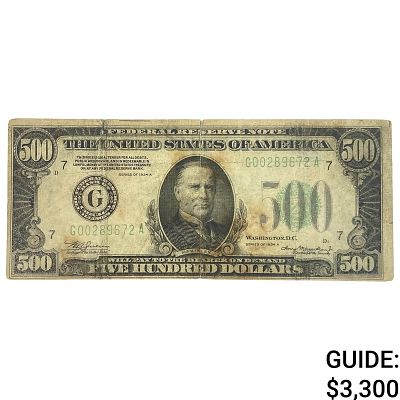 1934 $500 Federal Reserve Note Bank of Chicago