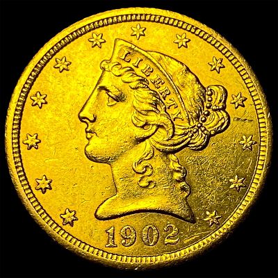 1902-S Gold $5 Liberty Head Half Eagle CHOICE AU