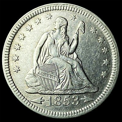 1853 Arrows/Rays Seated Liberty Quarter UNCIRCULATED