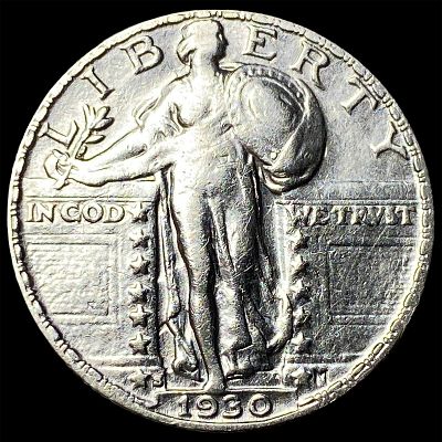 1930-S Silver Standing Liberty Quarter CHOICE AU. 1930-S Silver Standing Liberty Quarter CHOICE AU