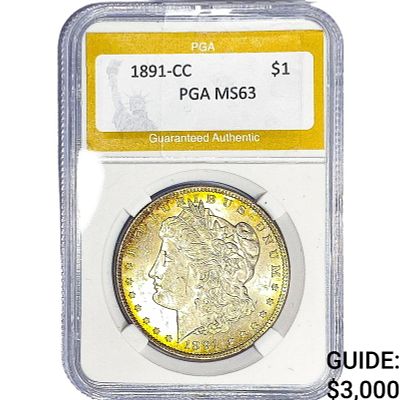1891-CC Morgan Silver Dollar PGA MS63