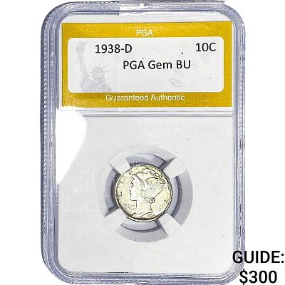 1938-D Mercury Silver Dime PGA BU
