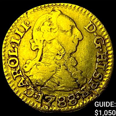 1788 Colonial Spain Gold 1/2 Escudo