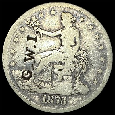 1873 Silver Trade Dollar LIGHTLY CIRCULATED Counterstamp